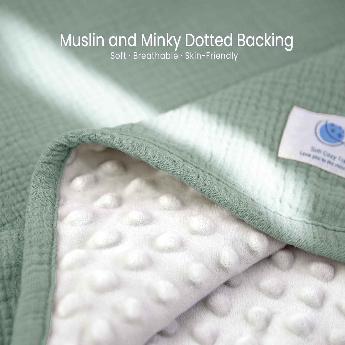 lulumoon Baby Blanket for Newborn Receiving: Minky Dot & Muslin Lightweight - Thermal Blanket Gift for Baby Shower & Hospital Welcoming 30"x40"（Sage）
