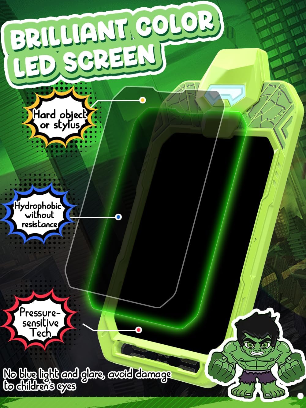 LCD Writing Tablet Doodle Board 10 Inch, Colorful Drawing Pad, Electronic Drawing Tablet, Drawing Pads,Travel Gifts for Kids Ages 3 4 5 6 7 8 Year Old Girls Boys (Powerful Warrior)