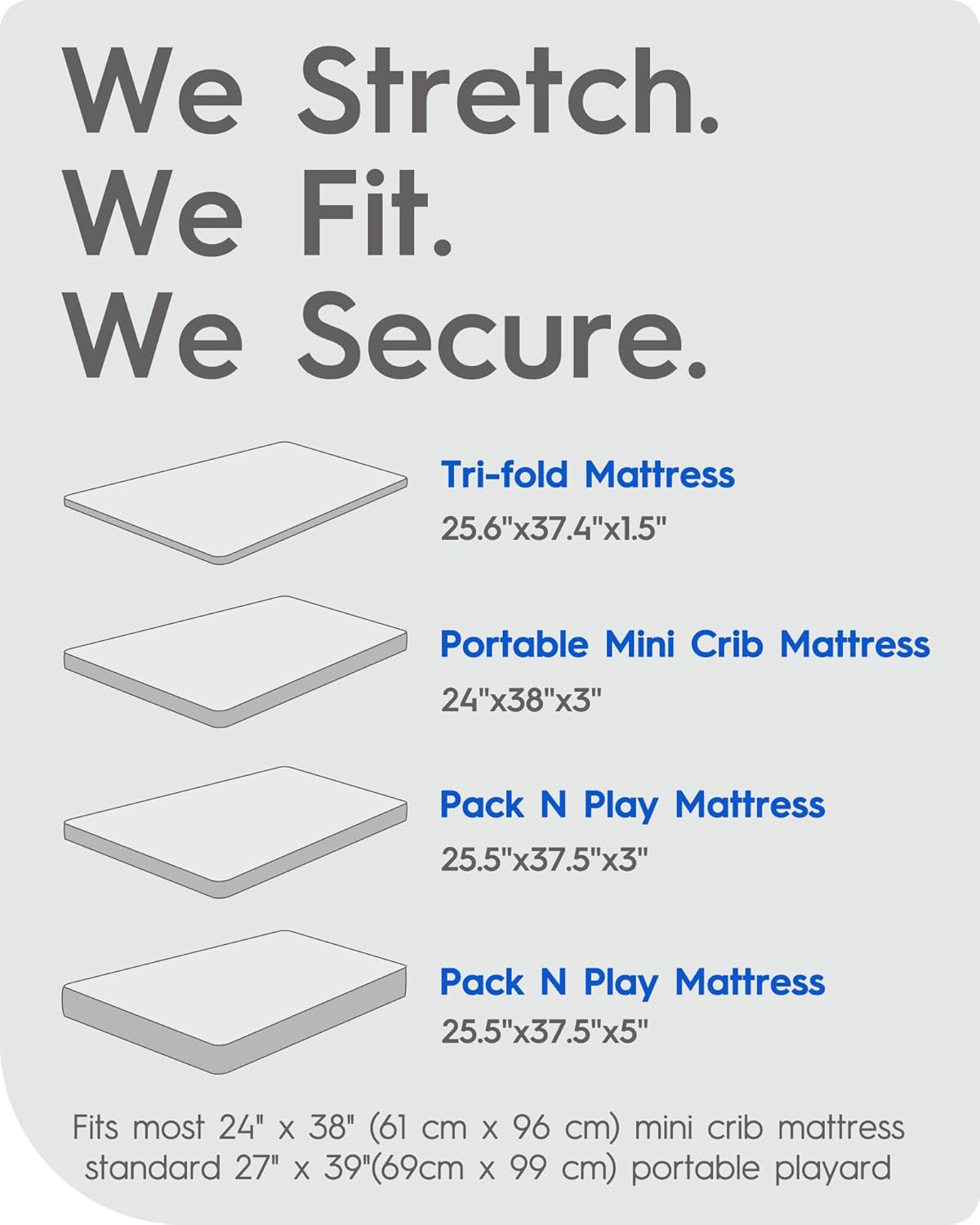 Pack N Play Sheets Fitted, TotBasic Ultra Soft Space Mini Crib Sheets, Premium Jersey Knit Pack and Play Sheets Neutral, Stretchy Play Yard Sheets for Pack and Play Mattress, 2 Pack