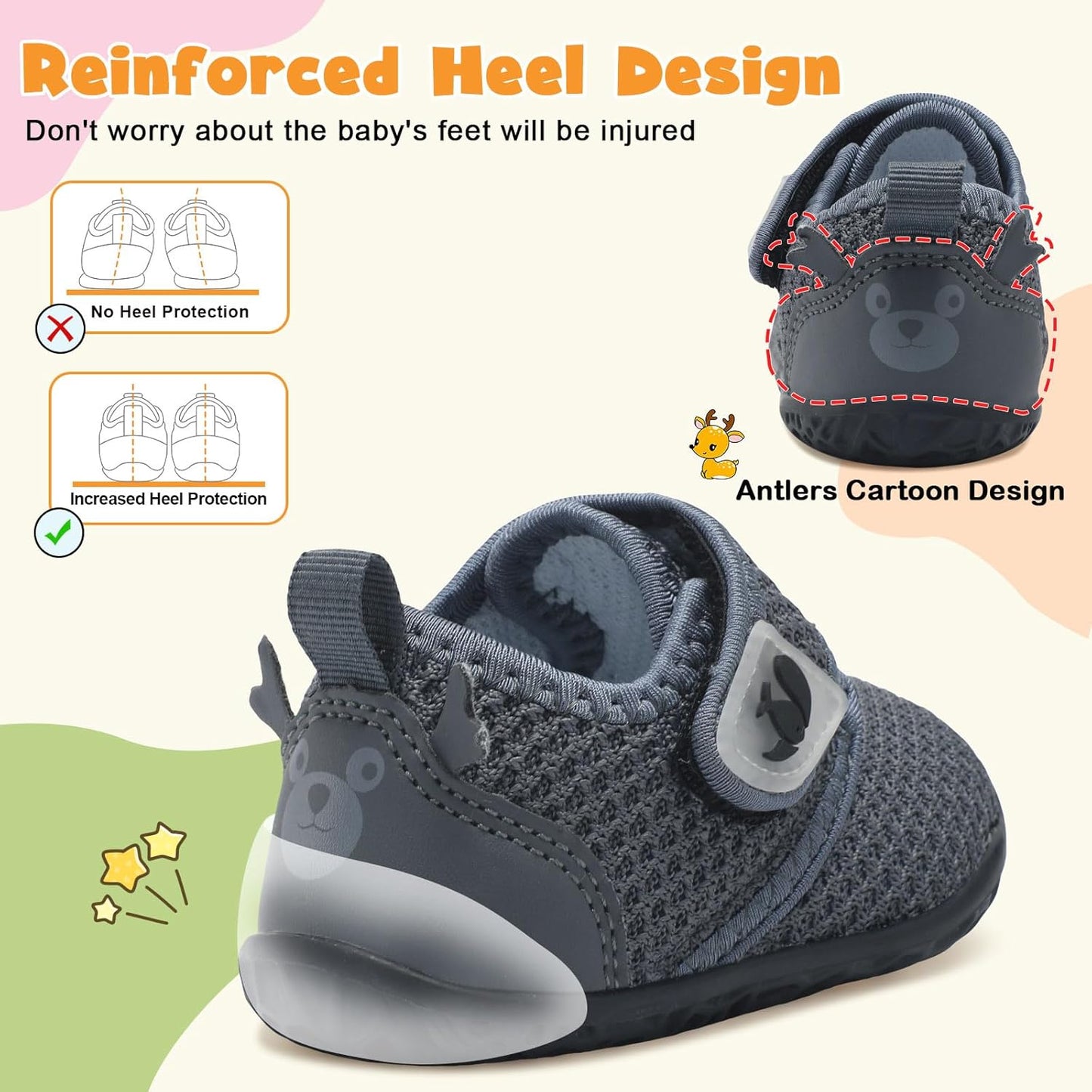 FEETCITY Baby Walking Shoes Barefoot Baby Shoes Infant Sneakers Newborn Crib Shoe Lightweight Flexible Slip On Shoe