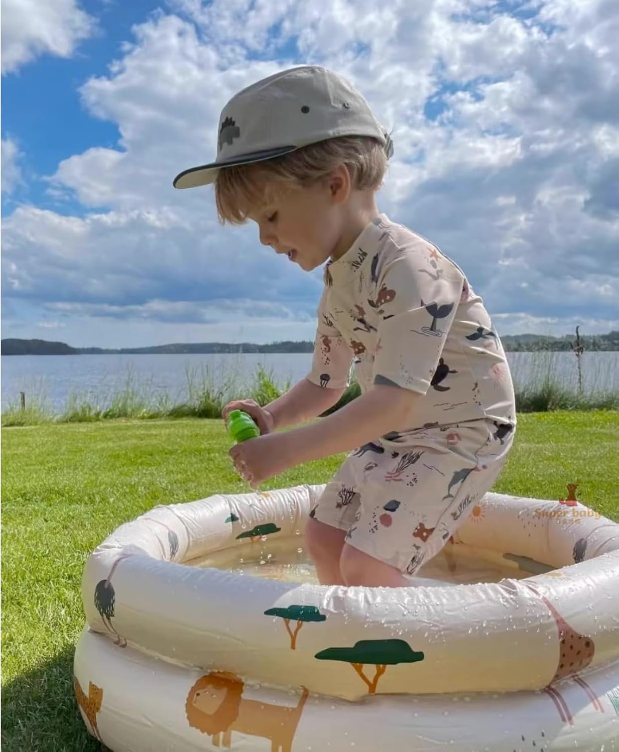 Boys One Piece Swimsuit Whale Dolphin Bathing Suit Zipper Rash Guard Kid Short Sleeve Swimwear Shark Beach Wear UPF50+