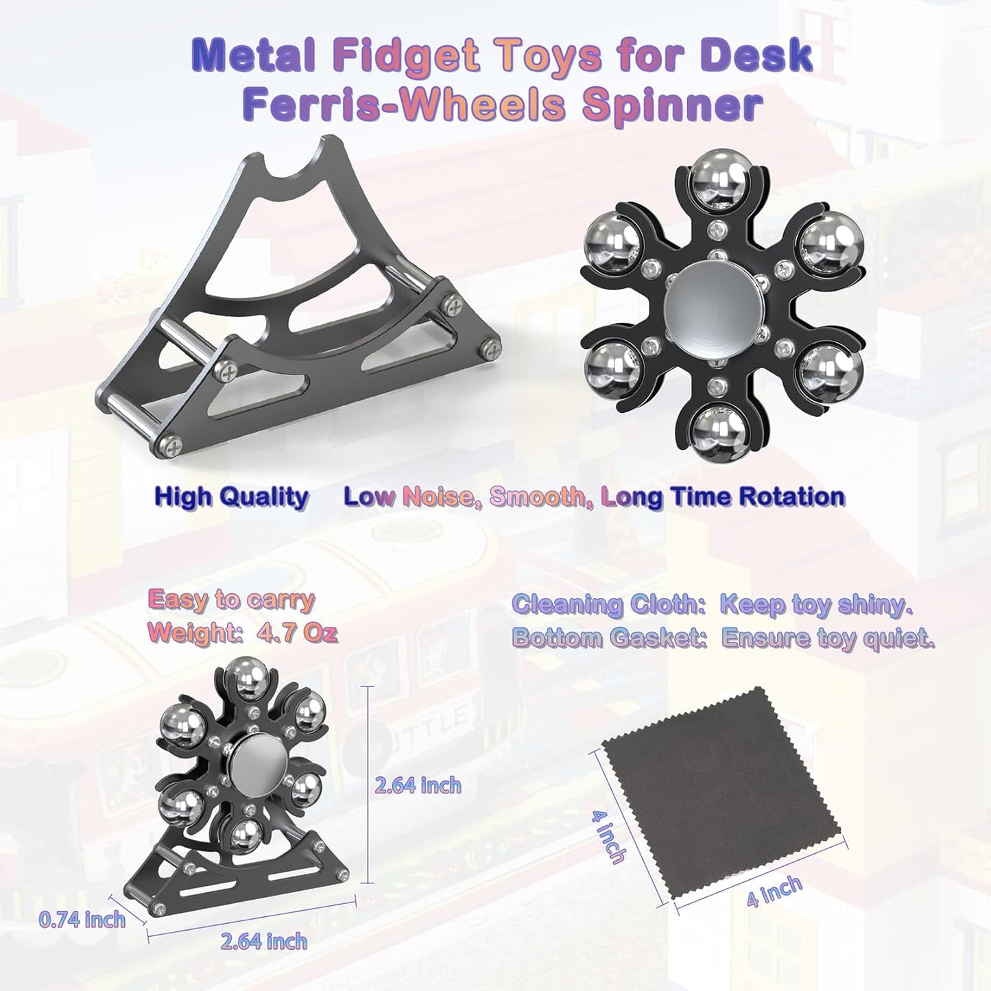 Desk-Fidget-Toys for Ferris-Wheels-Spinner: Metal Kinetic-Spinner 4mins, Cool-Gadgets for Kid Children Teen Adult EDC-Toy, ADHD Tools Cool-Stuff Stress Relief Gift for Office Home School Christmas