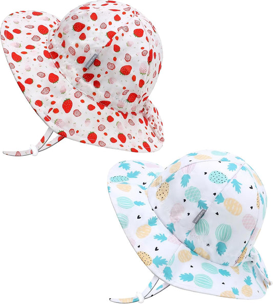 UPF 50+ Baby Bucket Hat - Wide Brim Sun Protection Beach Cap for Girls - Cute & Adjustable Toddler Hat