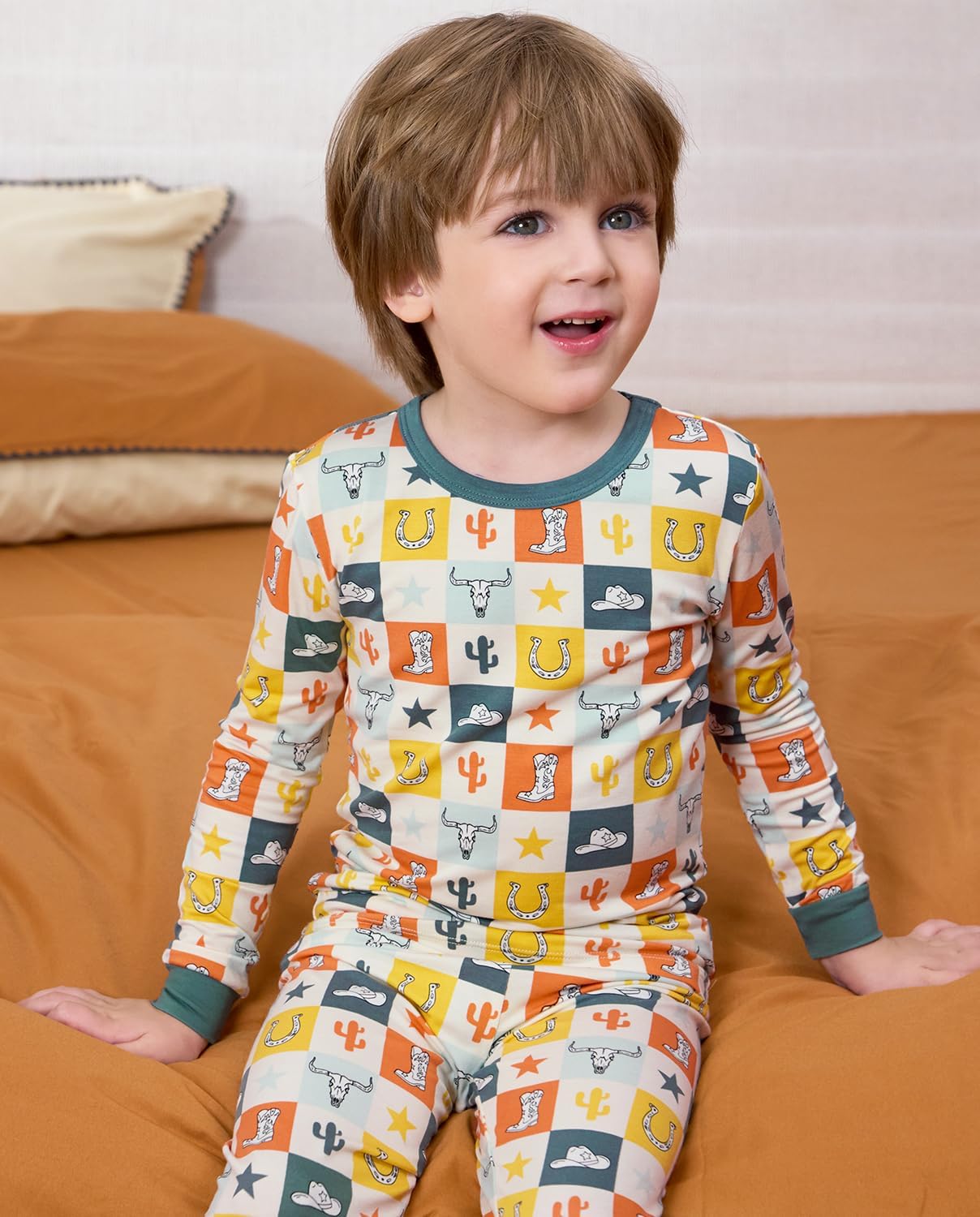 Bamboo Viscose Toddler Pajamas Boys Girls Baby 12M-8Y Pjs Sets Kids 2pcs Snug fit Long-Sleeve Sleepwear