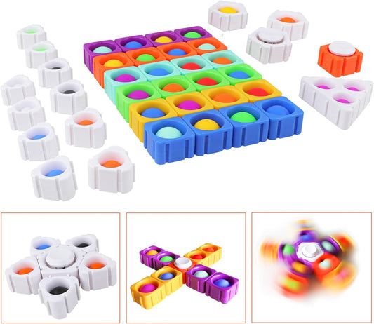 Popit Boy Toys Girl Dimple Fidgets Block Toys Pack Kids 39PCS DIY Push Poppers Fidget Blocks Sensory Toy Set Autism Children Adults Stress Relief Poppet Bubbles Toys Gift Toddler 3 12