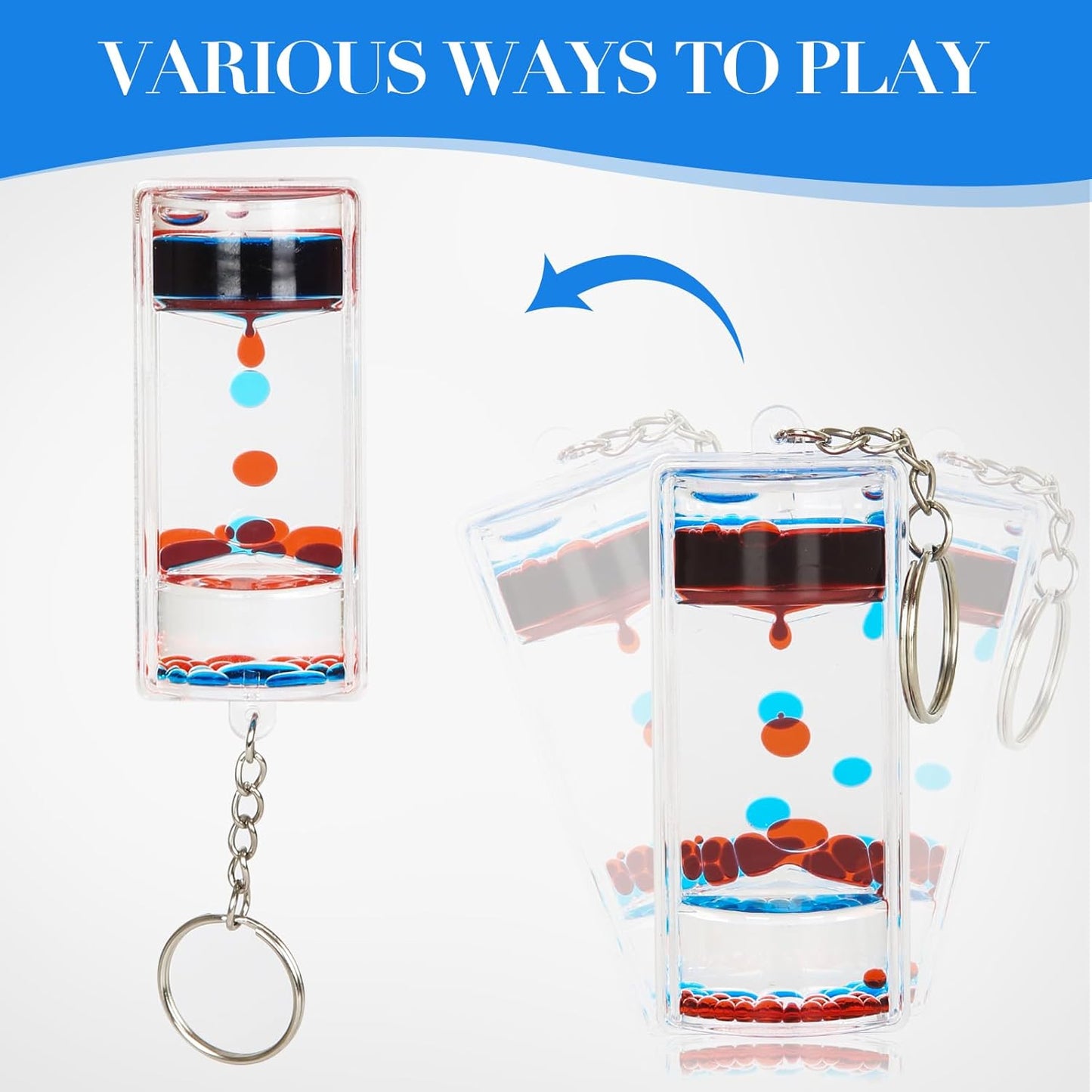 Dynamic Liquid Timers Key Chain Set, Colorful Motion Bubbler Timekeeper Key Chain, Liquid Hourglass Keychains