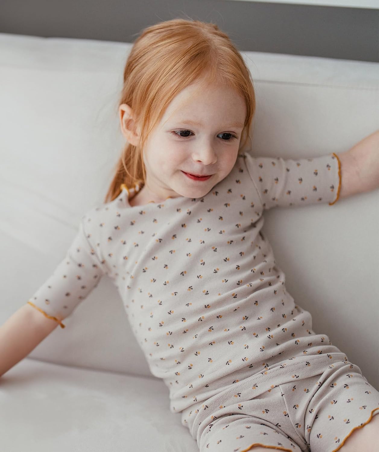 AVAUMA Baby Boy Girl Pajama Set 6M-7T Kids Cute Toddler Snug fit Flower Pattern Design Pjs Cotton Sleepwear Ruffled Shirring