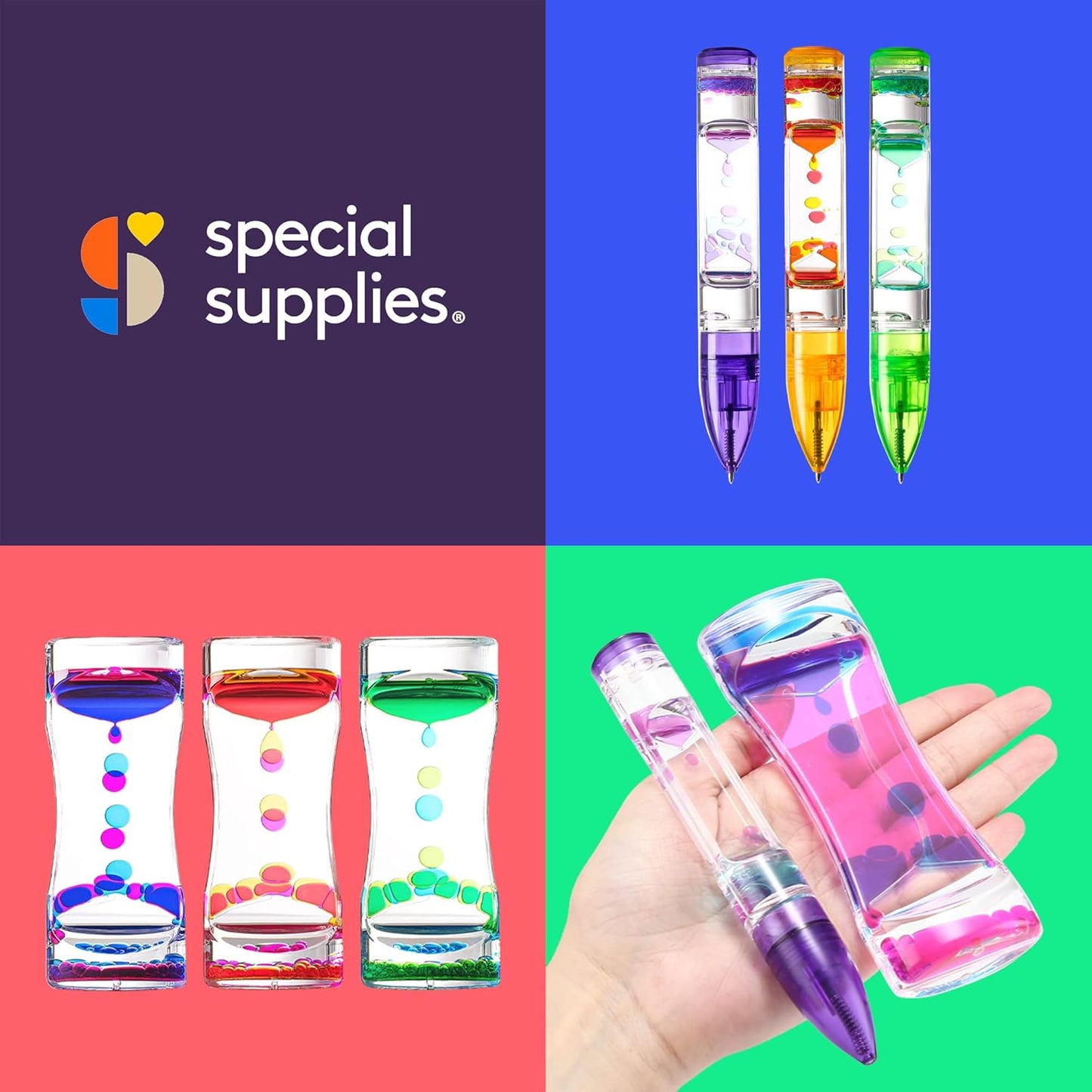 Special Supplies Liquid Motion Bubbler Toys (3-Pens/3-Timers, Pack of 3 Pens and 3 Timers, 3-Pens/3-Timers)