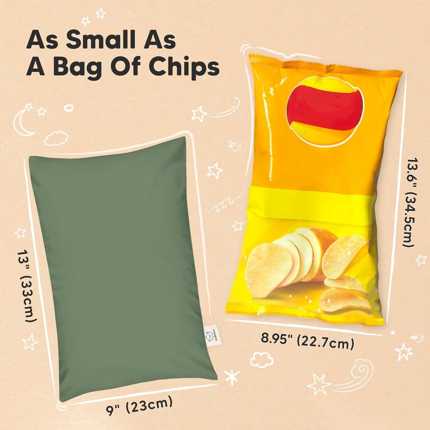 Mini Toddler Pillow with Pillowcase - 9x13 My Little Dreamy Travel Kids Pillow for Sleeping, Toddler Bed, Small, Tiny, Organic Cotton Pillowcase, Soft & Breathable, Kids 2-4 Years Old (Jungle Green)