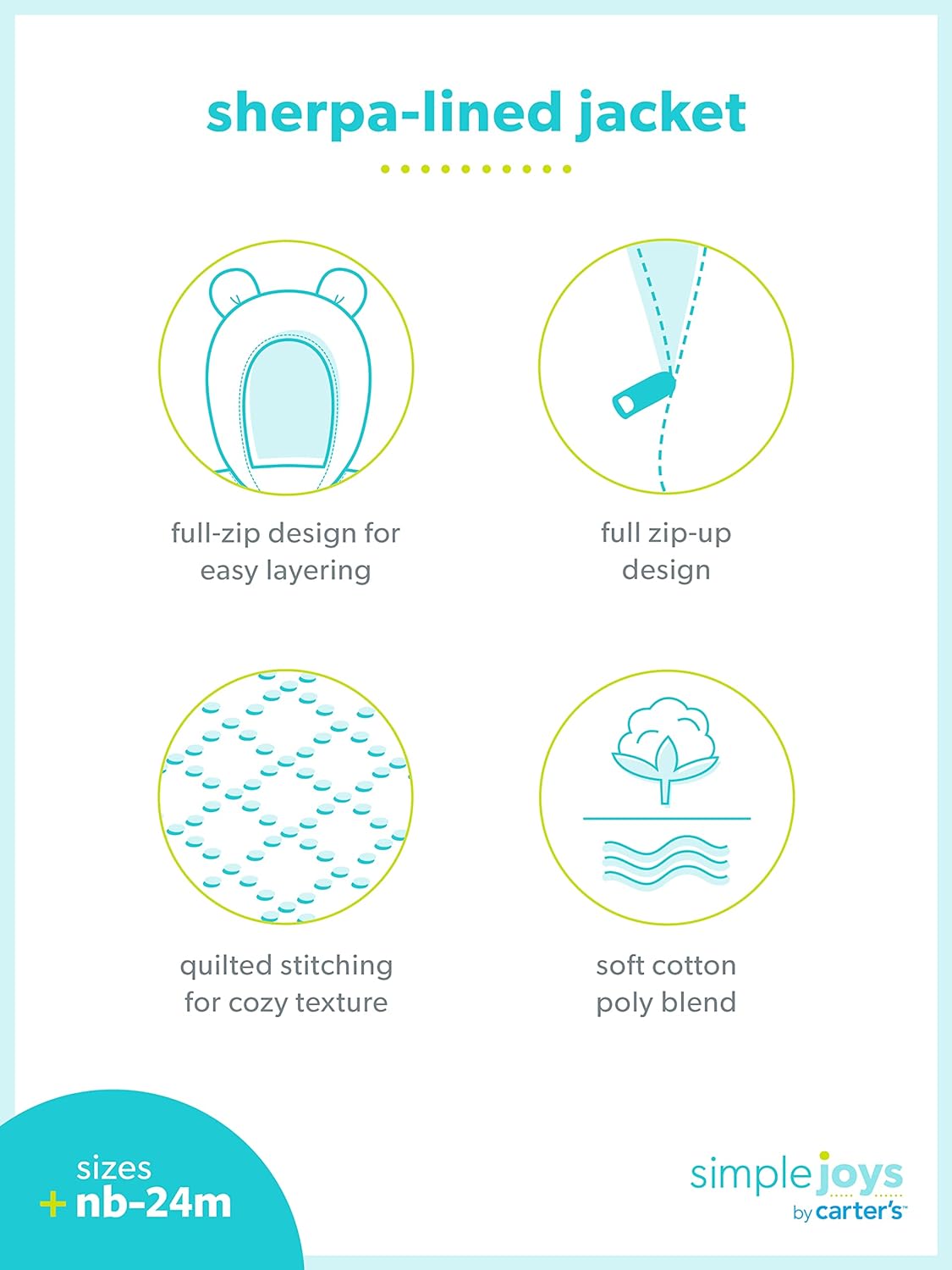 Simple Joys by Carter's Baby Hooded Sweater Jacket with Sherpa Lining