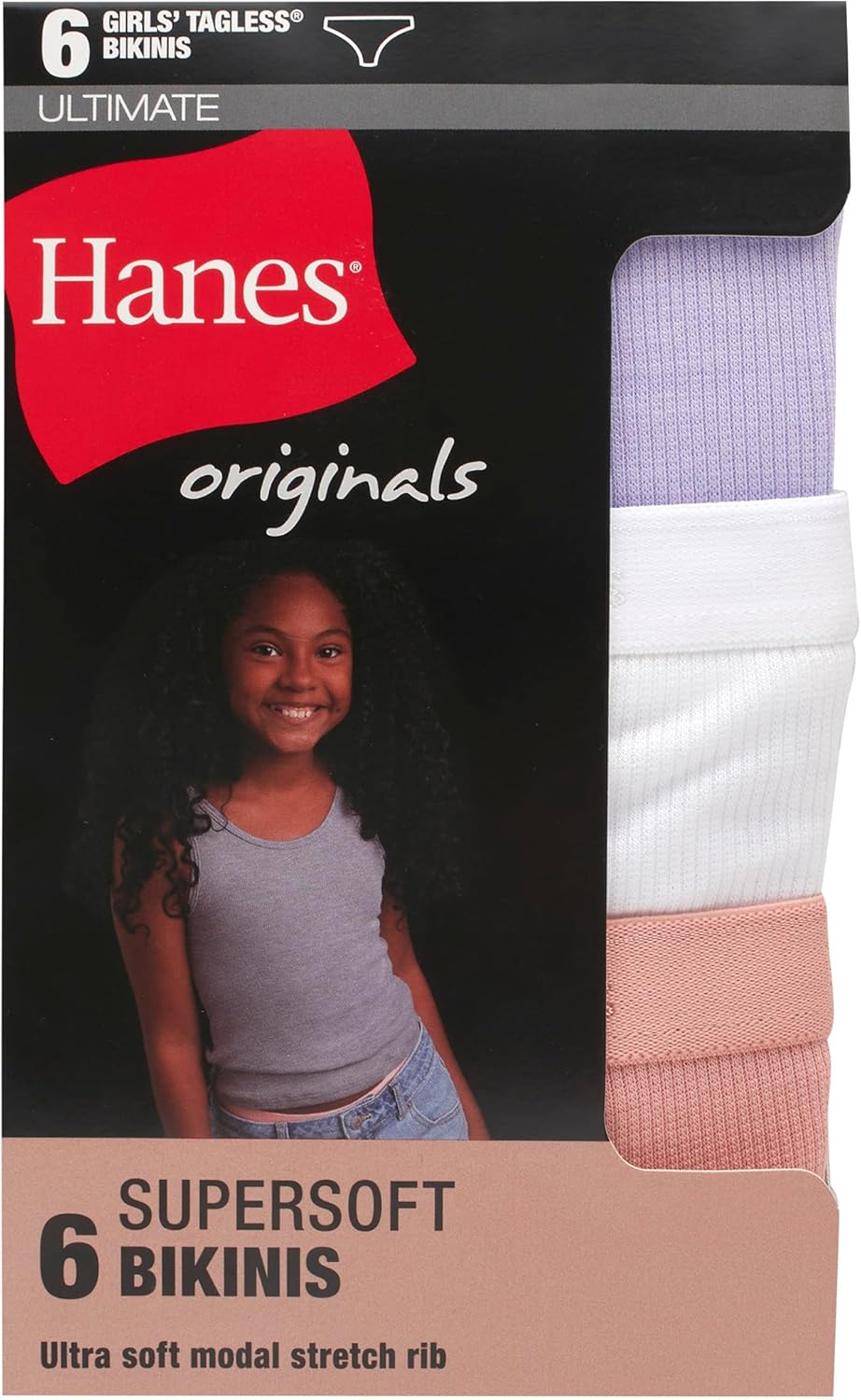 Hanes Ultimate Girls' Supersoft Bikini Briefs & Hipsters