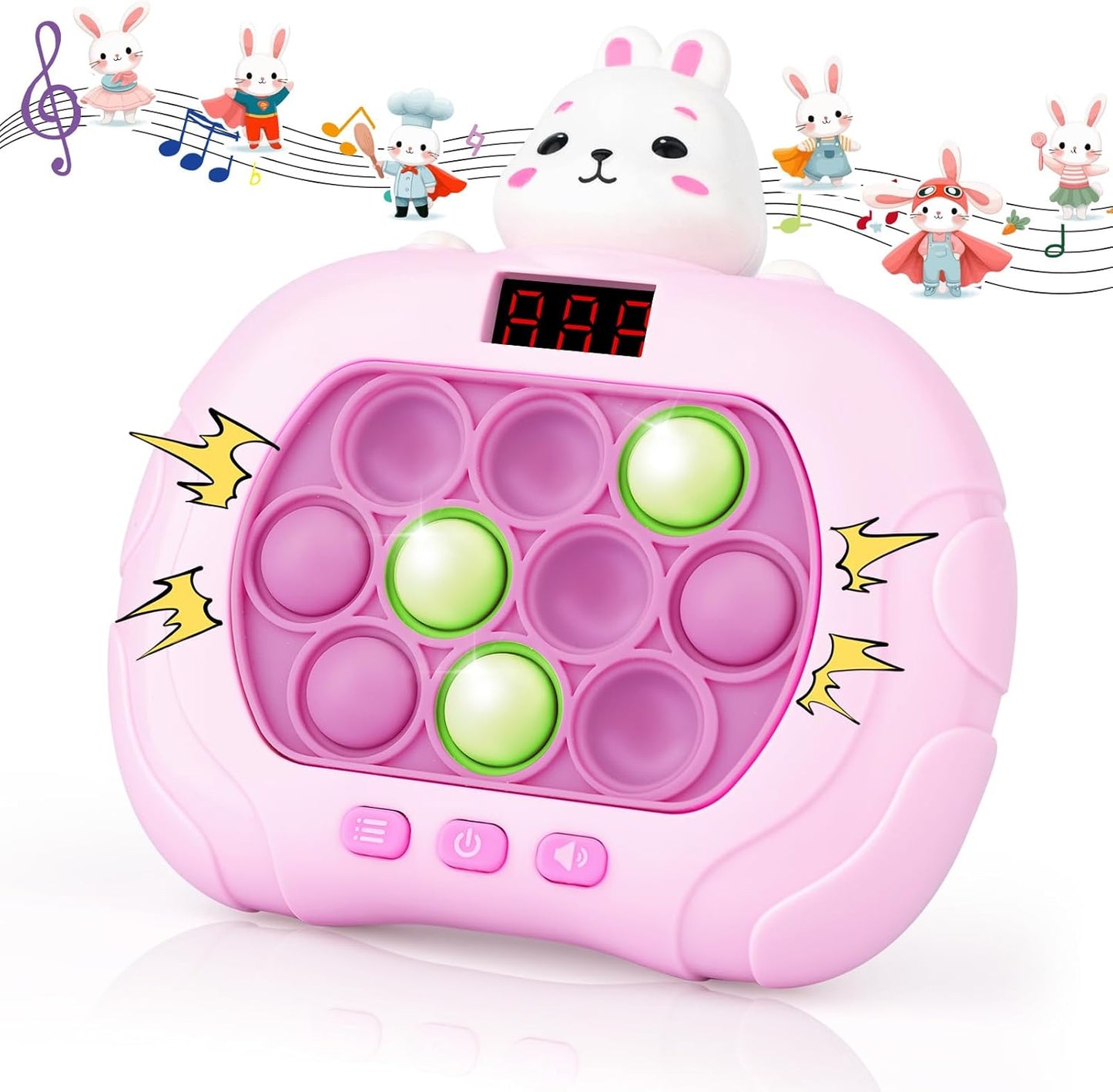 Fast Push Game Pop Fidget Toy for Kids, Quick Push Bubble Game 6 Modes Handheld Puzzle Game Sensory Toy with LED Screen Pop It Game Light Up Fidget Toy Gift for 3 to 12 Year Old Girls Boys