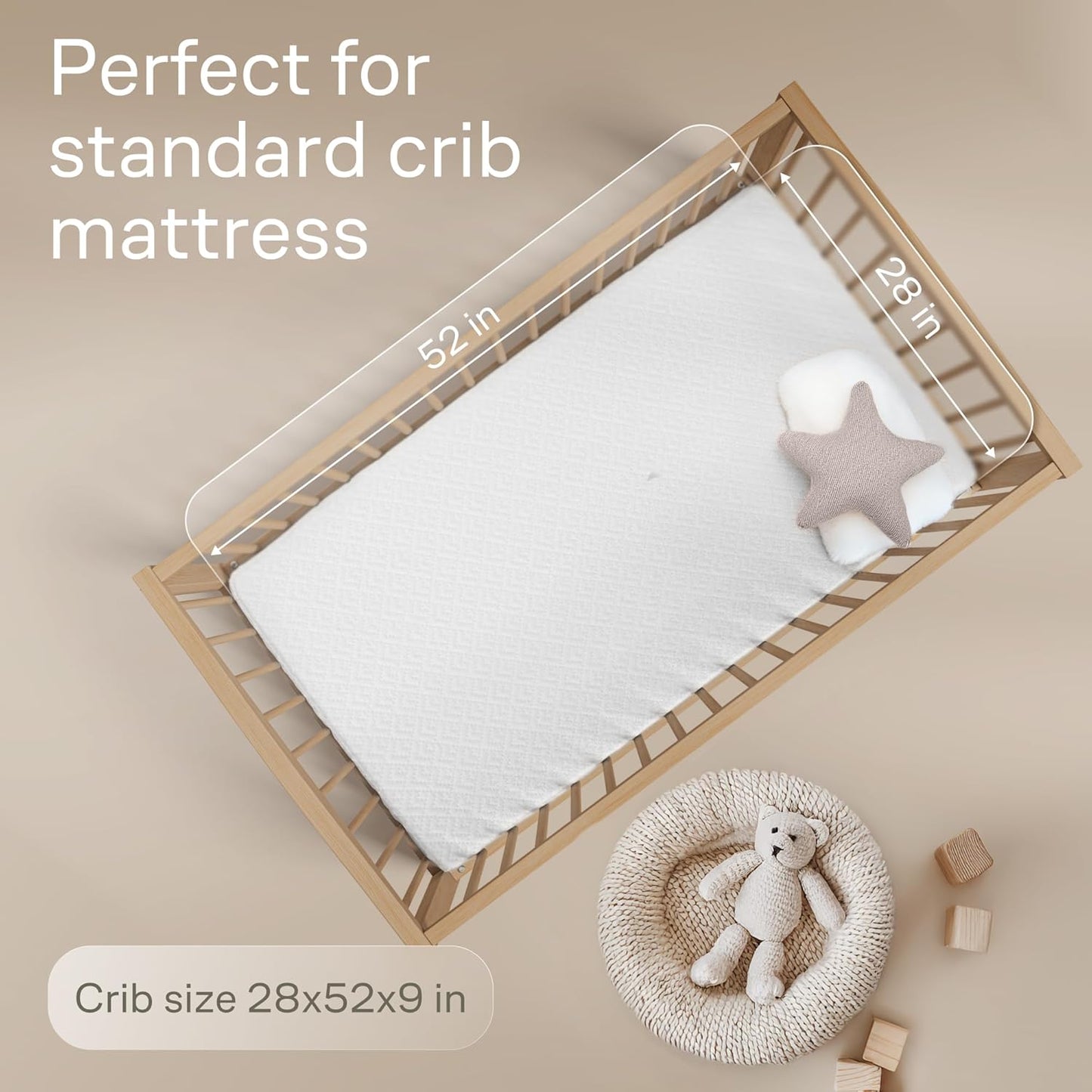 Niagara Crib 3 Pack 100% Waterproof Mattress Protector, Soft Breathable Crib Mattress Protector with Deep Pocket, Mattress Pad for Toddler and Baby (52x28, White) - Viscose Made from Bamboo