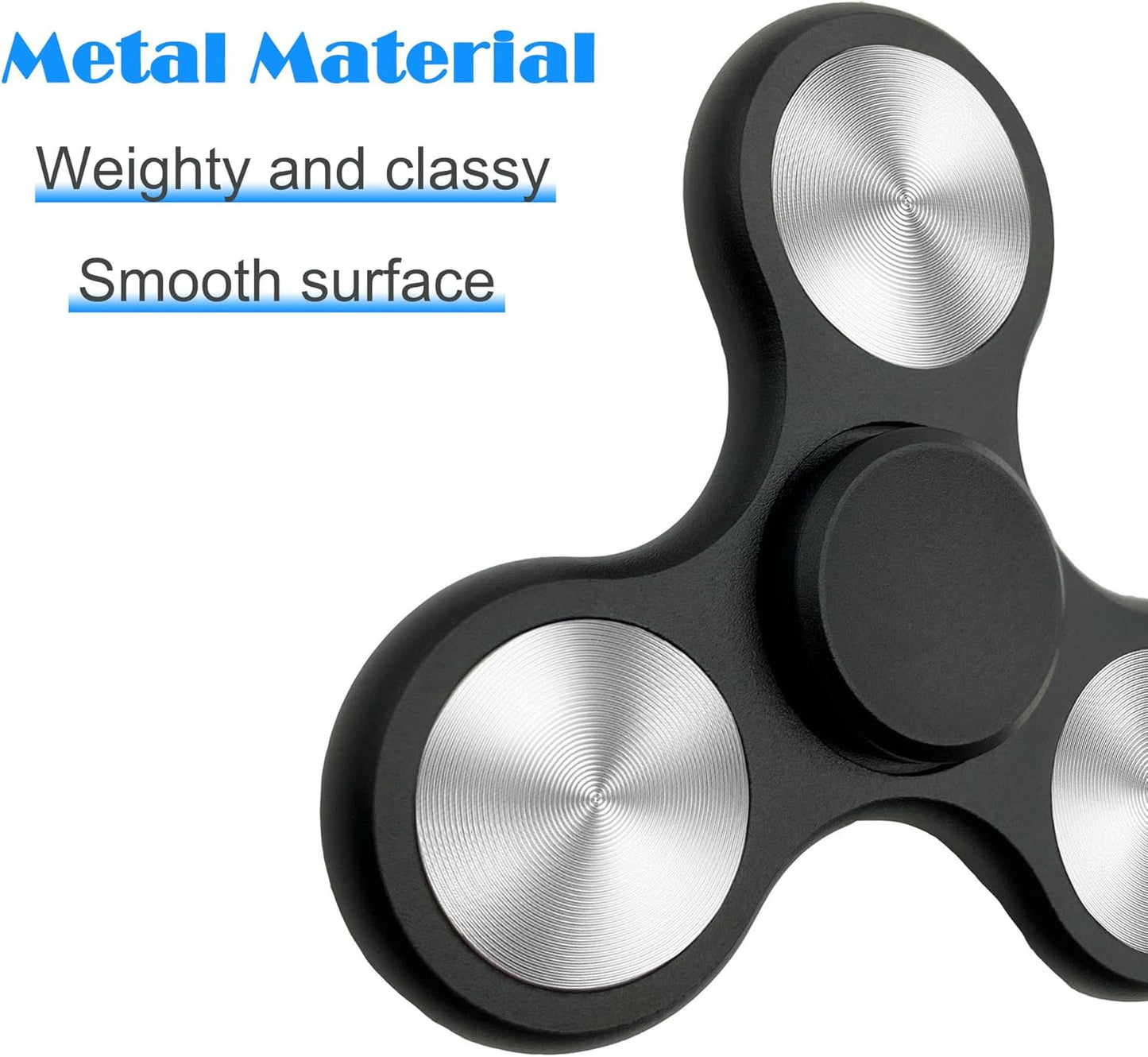 Fidget Spinners Toy Ultra Durable Stainless Steel Bearings High Speed 3-6 Min Spins Metal Material Hand Spinner ADHD Focus Anxiety Toys Stress Relief Reducer Fidget Spinner for Kids Adults-Black