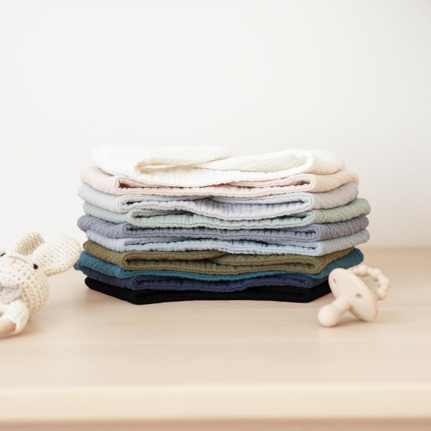 Konssy Muslin Baby Bibs 10 Pack Baby Bandana Drool Bibs 100% Cotton for Unisex Boys and Girls, Soft Absorbent Set for Teething and Drooling