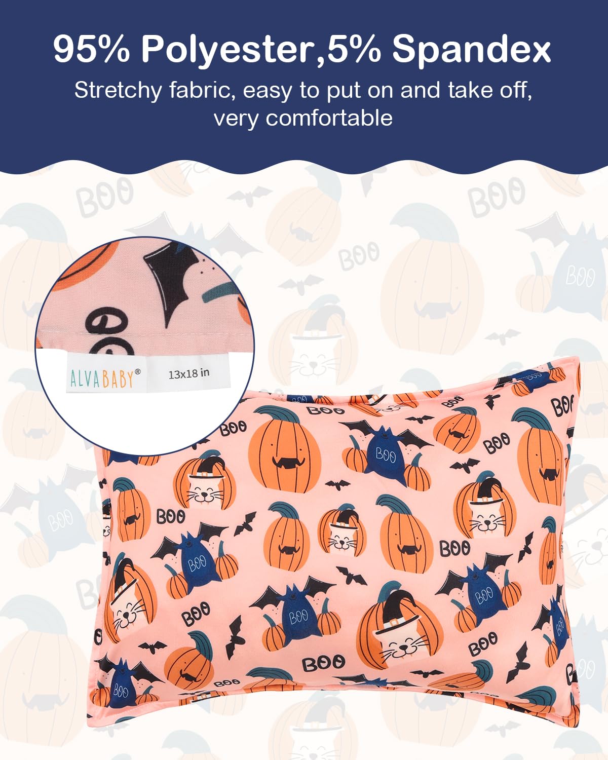 ALVABABY Toddler Pillowcases Stretchy Soft Kids Pillow Cover 2 Pack Fit 13"x 18" or 12"x16" Envelope for Girl Boy Sleepy Travel Christmas 2TPE36A