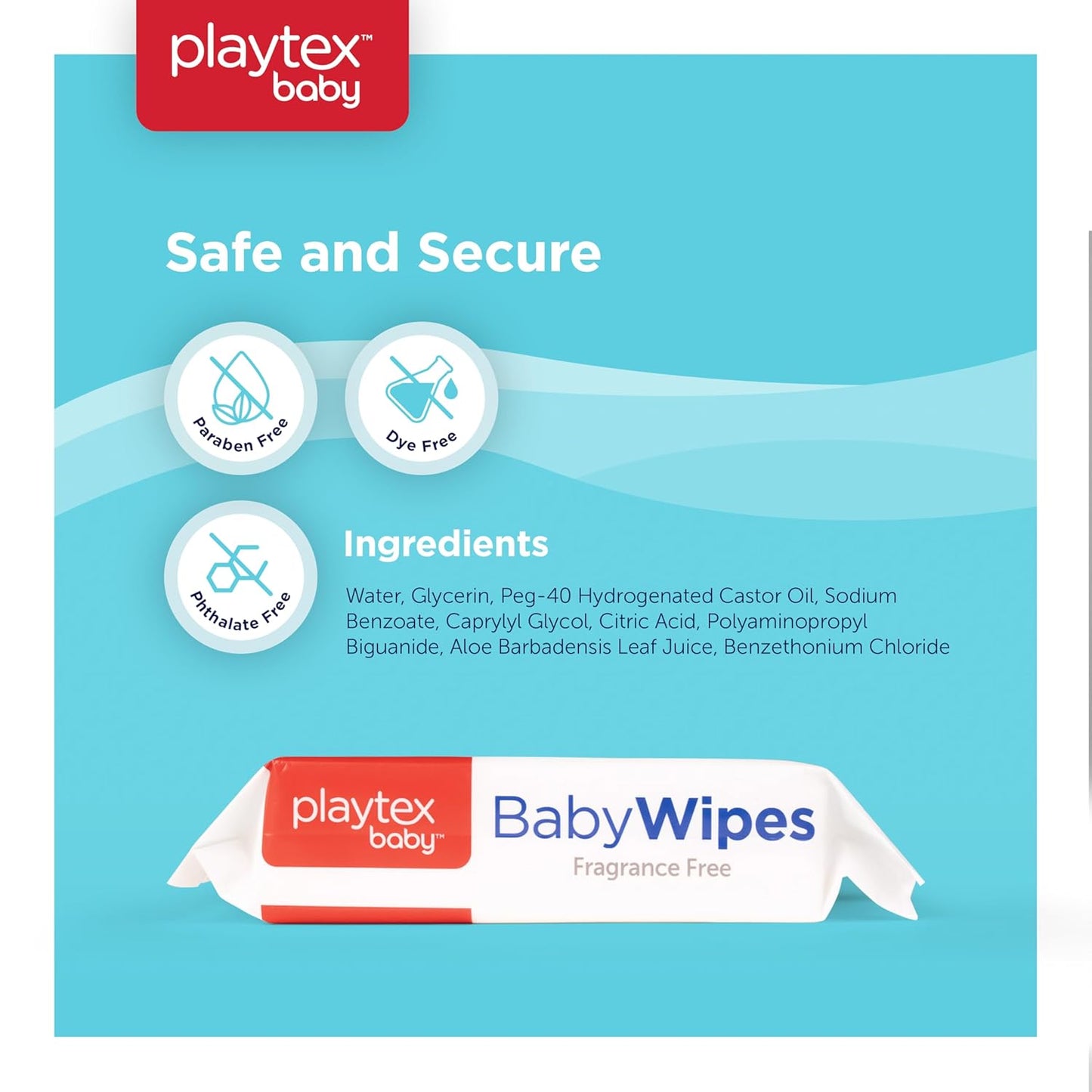 Playtex Baby Wipes, Fragrance Free, 72 Ct, 3-Pack, Dermatologist Tested Soft and Gentle Baby Face and Hand Wipes, pH Balanced, Hypoallergenic, Free of Alcohol, Parabens and Phthalates