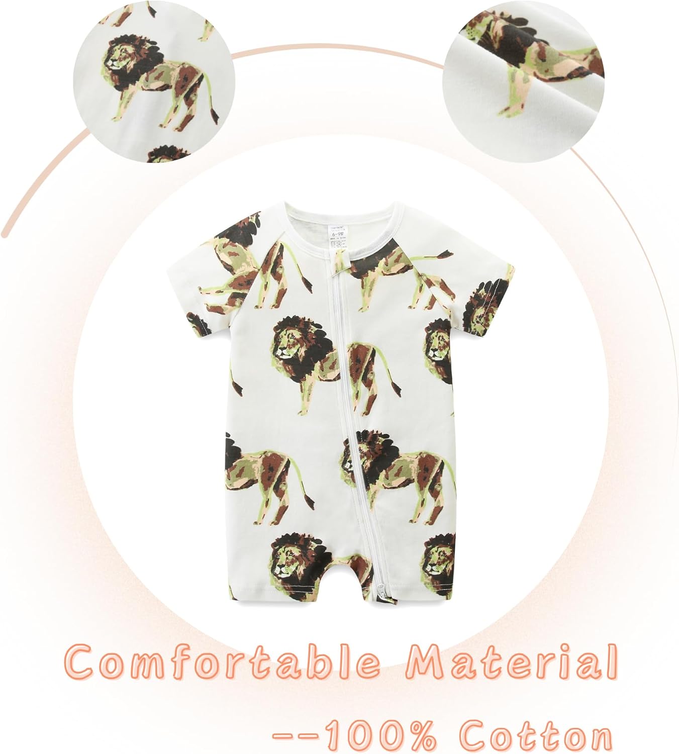 Unisex Summer Trendy 2-Pack Rompers Short Sleeve Zipped Bodysuit Infant Cotton Outfits