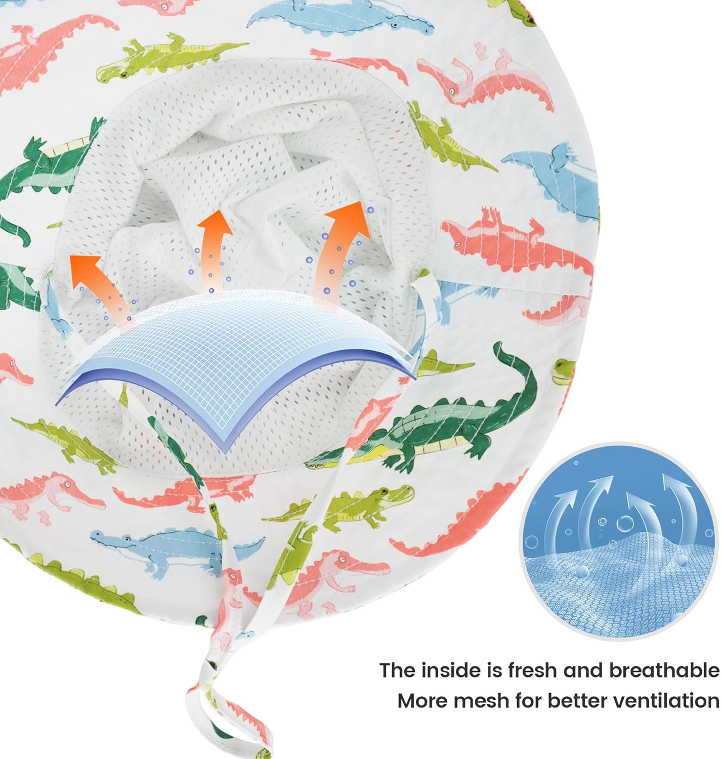 Baby Sun Hat 0-6 Years Toddler Boys Girls Adjustable Bucket Hats Kids Bucket Hats UPF 50+ Wide Brim Beach Swim Pool