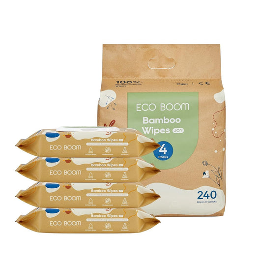 ECO BOOM Bamboo Viscose Wipes - Biodegradable, Fragrance-Free, Gentle Cleaning