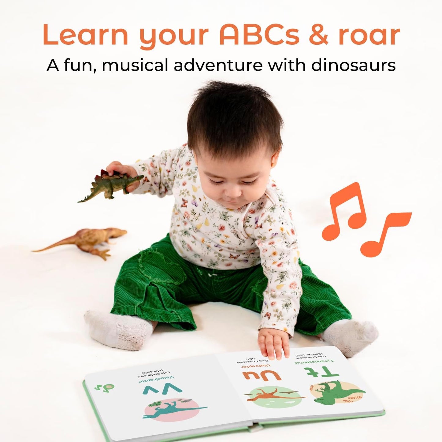 Cali's Books Dinosaur Alphabet Book for Toddlers 1-3 - Learn Dino ABC, Musical Books for Kids, Interactive Talking Baby Toddler Sound Book, Educational Song Learning Toys Singing Music Toy for Babies