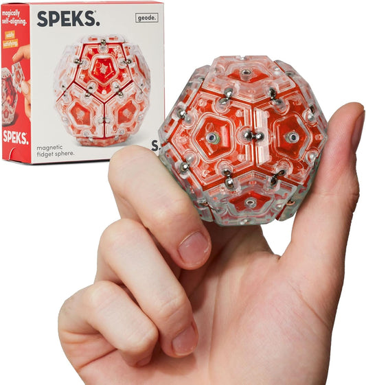 Speks Geode Sphere Magnetic Fidget Toy for Adults | Quiet Adult Sensory Toy for Stress Relief & Anxiety, Office Desk Toy & Top Gadget Gift Idea | Lava, 12-Piece Set