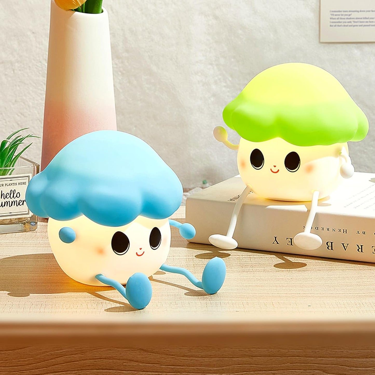 Mushroom Night Light for Kids, Cute Silicone Night Light, 7 Adjustable Color Breathing Mushroom Lamp, Rechargeable USB LED Touch Light for Children's Room Decor, Christmas Birthday Gift (Purple)