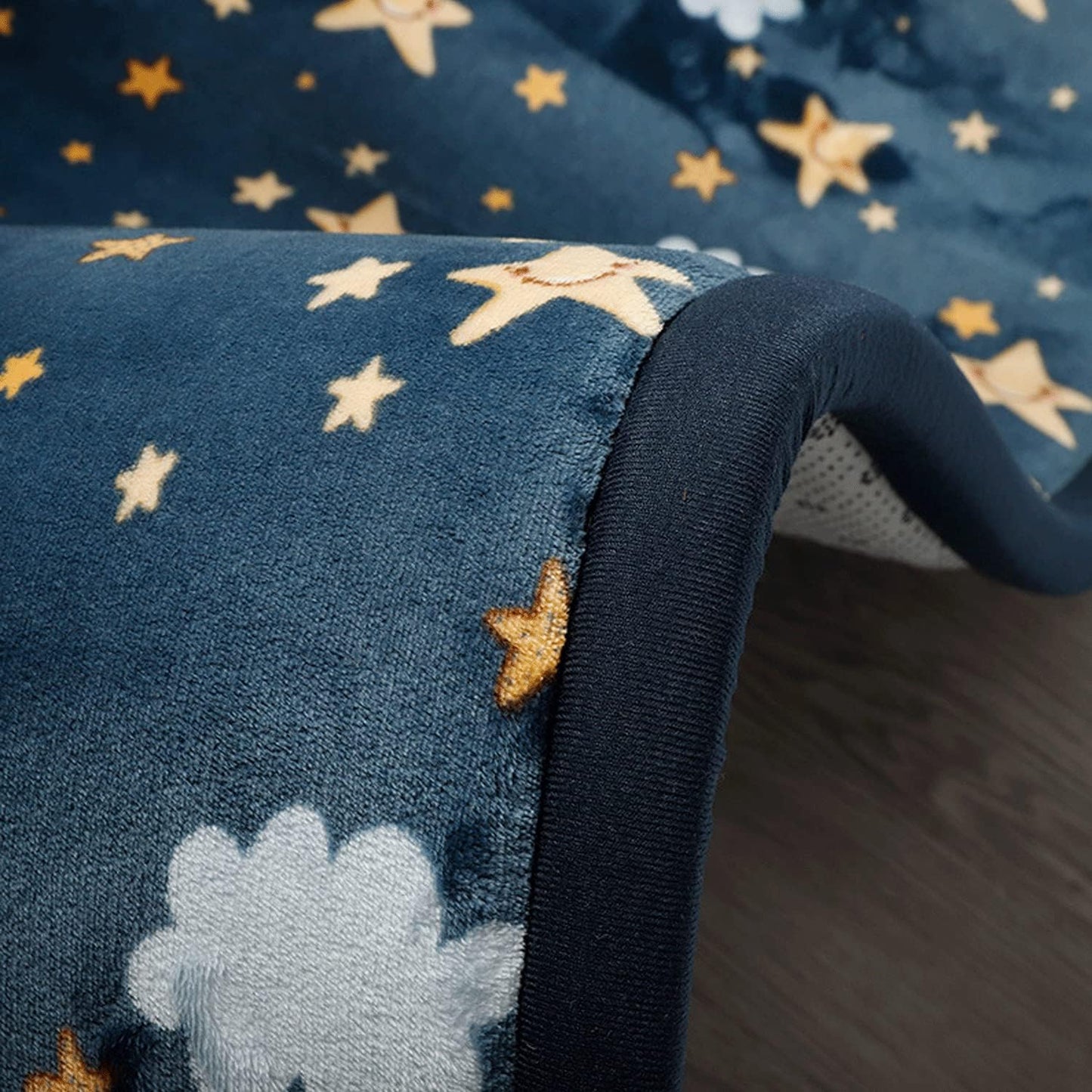 Loartee Coral Velvet Area Rug - 1" Thick Memory Foam Baby Play Mat, Washable Toddler Carpet, Home Decor for Living Room, Nursery, Kids Bedroom, Starry Blue, 6'7"x6'7"