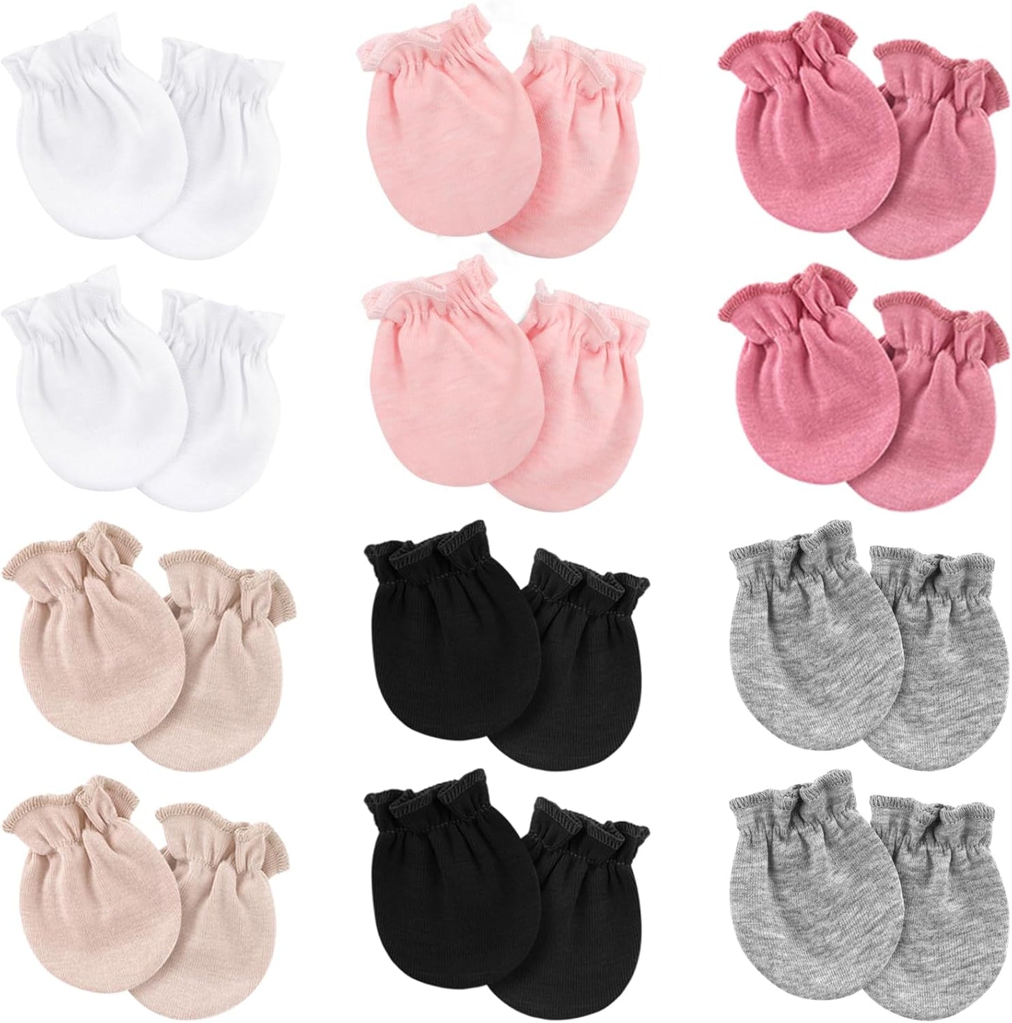 Newborn Baby Mittens No Scratch Cotton Elastic Wrist Gloves Infant Toddler Mittens for Baby Boy Girl 0-6 Months