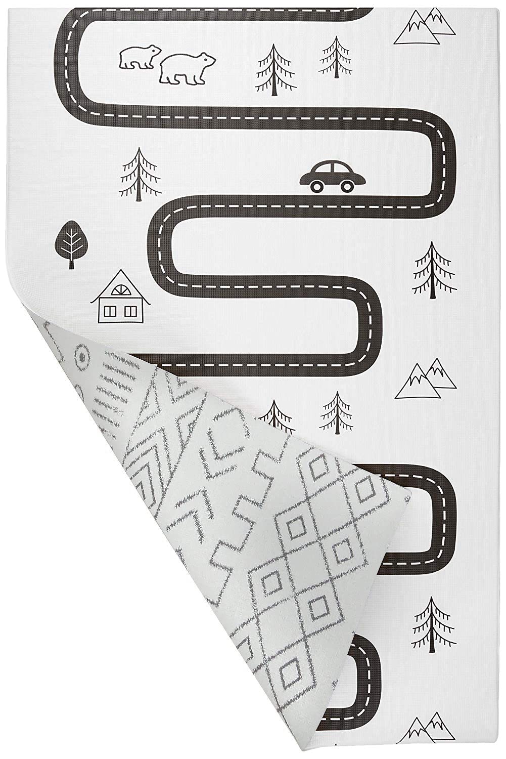 Baby Care Play Mat (Medium, Nordic Trails - Tribal) 73’’ x 49’’ Original One-Piece Reversible Rollable Waterproof Firm PVC Play Mat for Infants, Babies, Toddler, and Kids