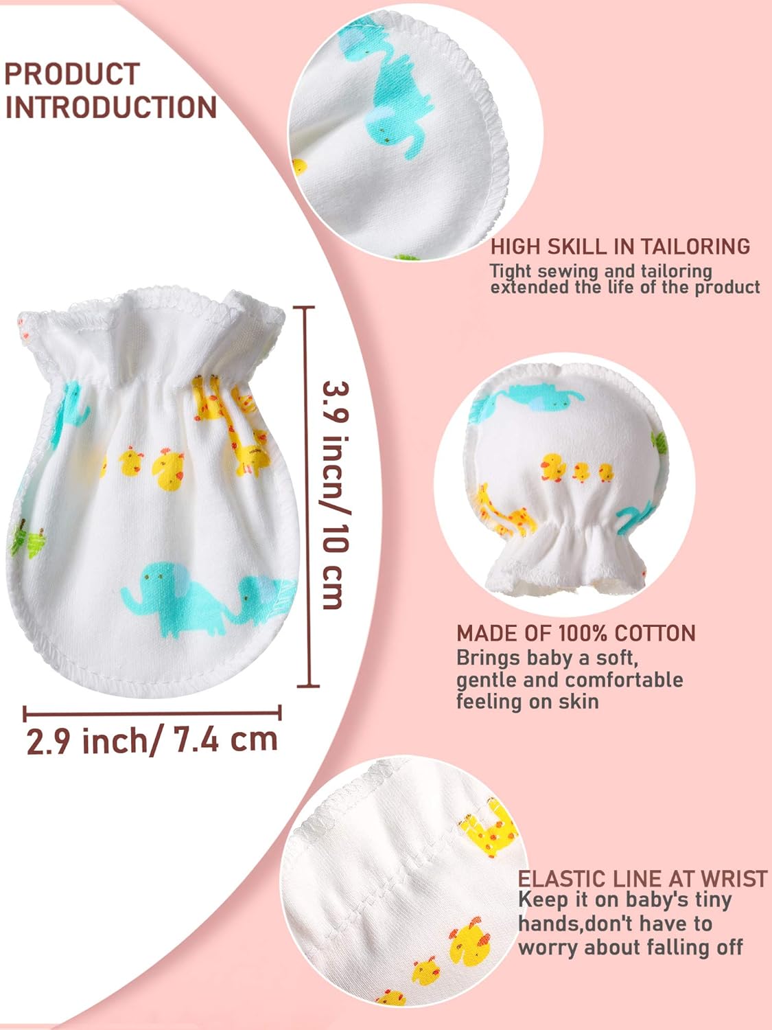 Syhood Newborn Baby Mittens No Scratch Unisex Baby Gloves for 0-6 Months Boys Girls(17 Pairs)