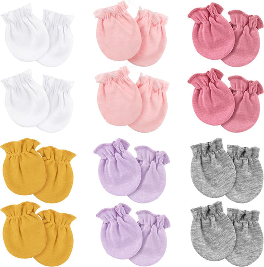 Newborn Baby Mittens No Scratch Cotton Elastic Wrist Gloves Infant Toddler Mittens for Baby Boy Girl 0-6 Months