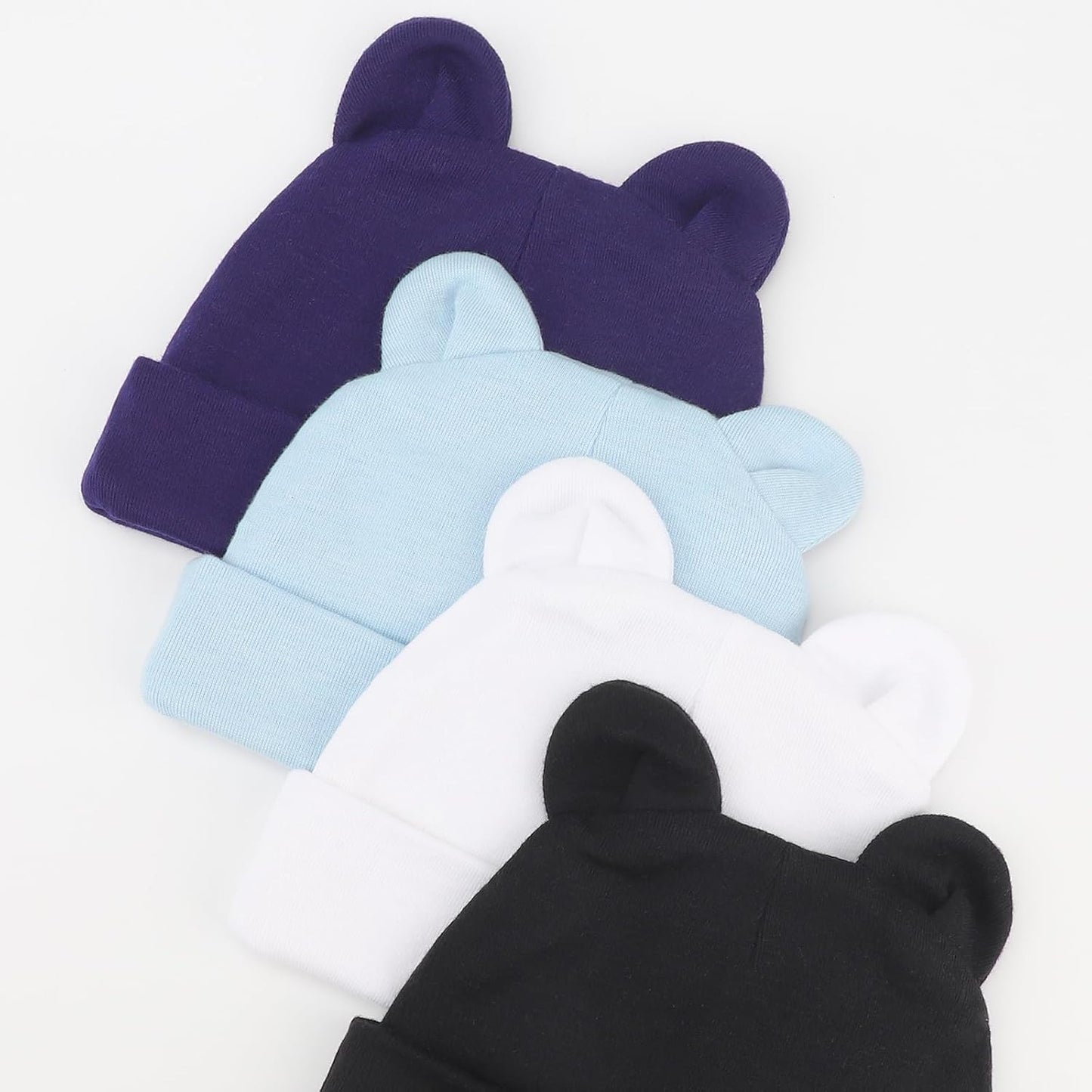 DRESHOW BQUBO 4 Pieces Baby Beanie Newborn Toddler Soft Cute Knit Hat Hospital Hats for Baby Boys Infant Cap Beanies