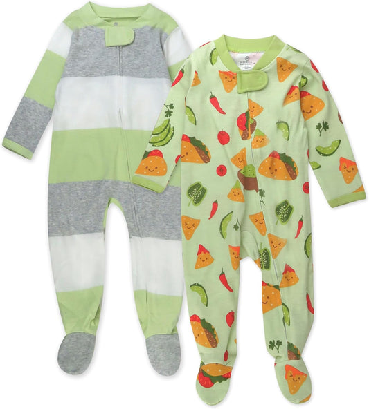 HonestBaby Baby Sleep N' Play One-Piece Zip-Front Footed Organic Cotton Pajama Sleeper