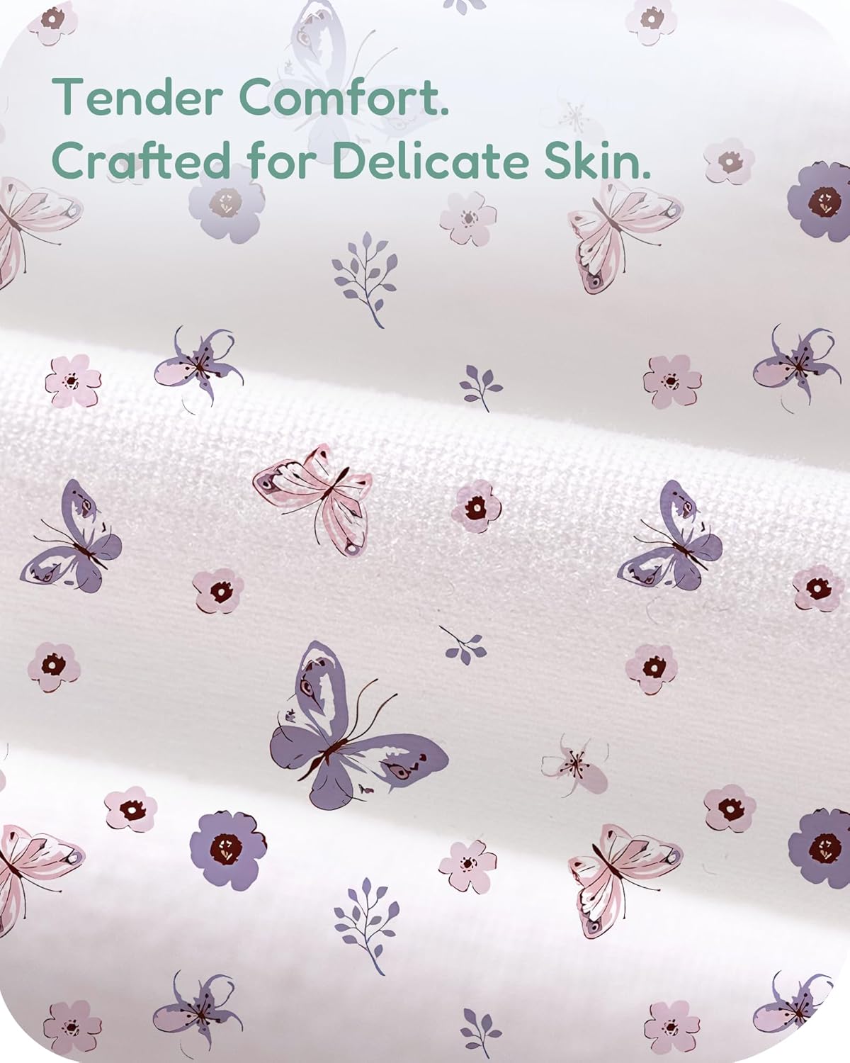 Pack and Play Sheets Fitted, Soft Purple+Butterflies, Hypoallergenic, Cozy and Safe, 2 Pack for Boys and Girls