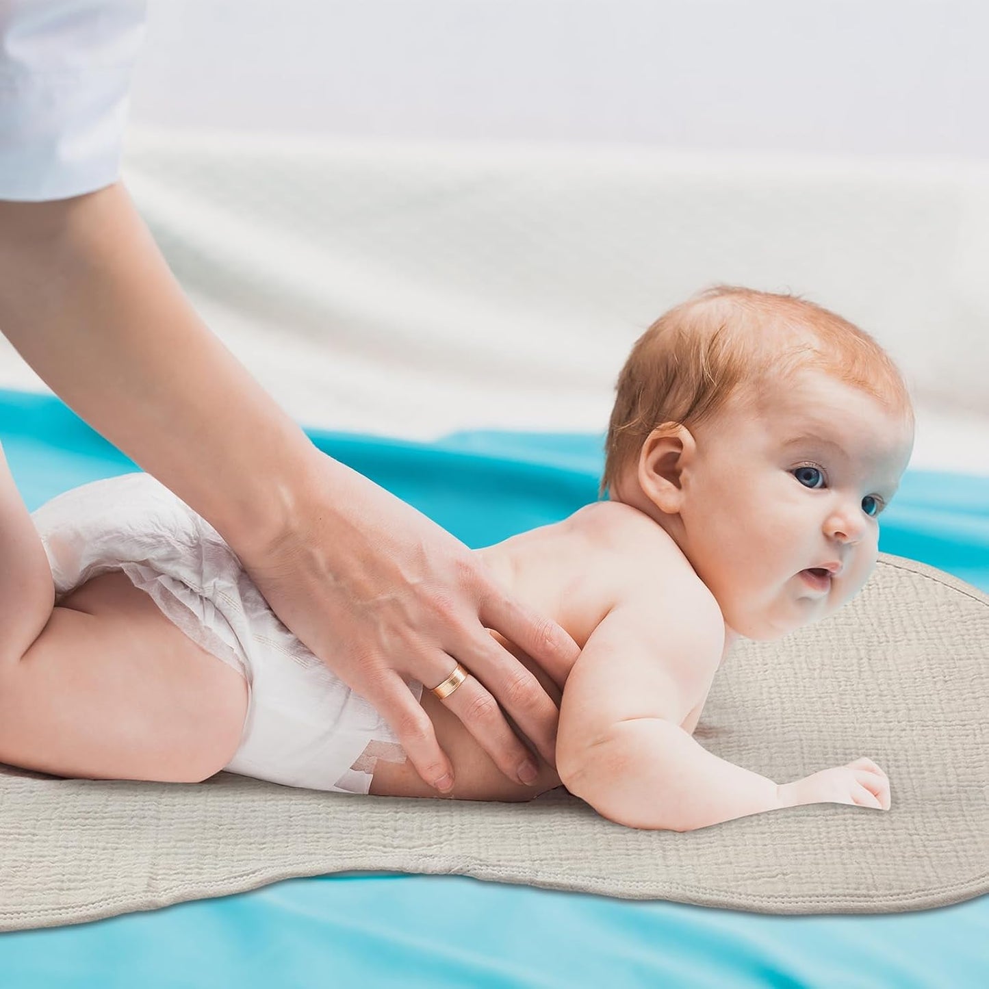 3 Pcs Changing Pad Liners Fits in Peanut Shape Changing Pad Waterproof Diaper Mats Organic Cotton Peanut Mats are Warm on a Baby's Back, Washable Reusable(Fresh Style,Green)