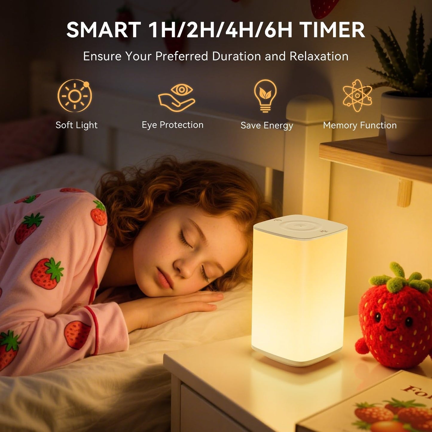 Nursery Night Light for Baby, Portable Night Lamp with LED Stepless Dimming & 256 RGB Colors for Kids Adult, Breastfeeding, Sleep Aid, 4000mAh Rechargeable Bedside Table Lamp with Timer, White