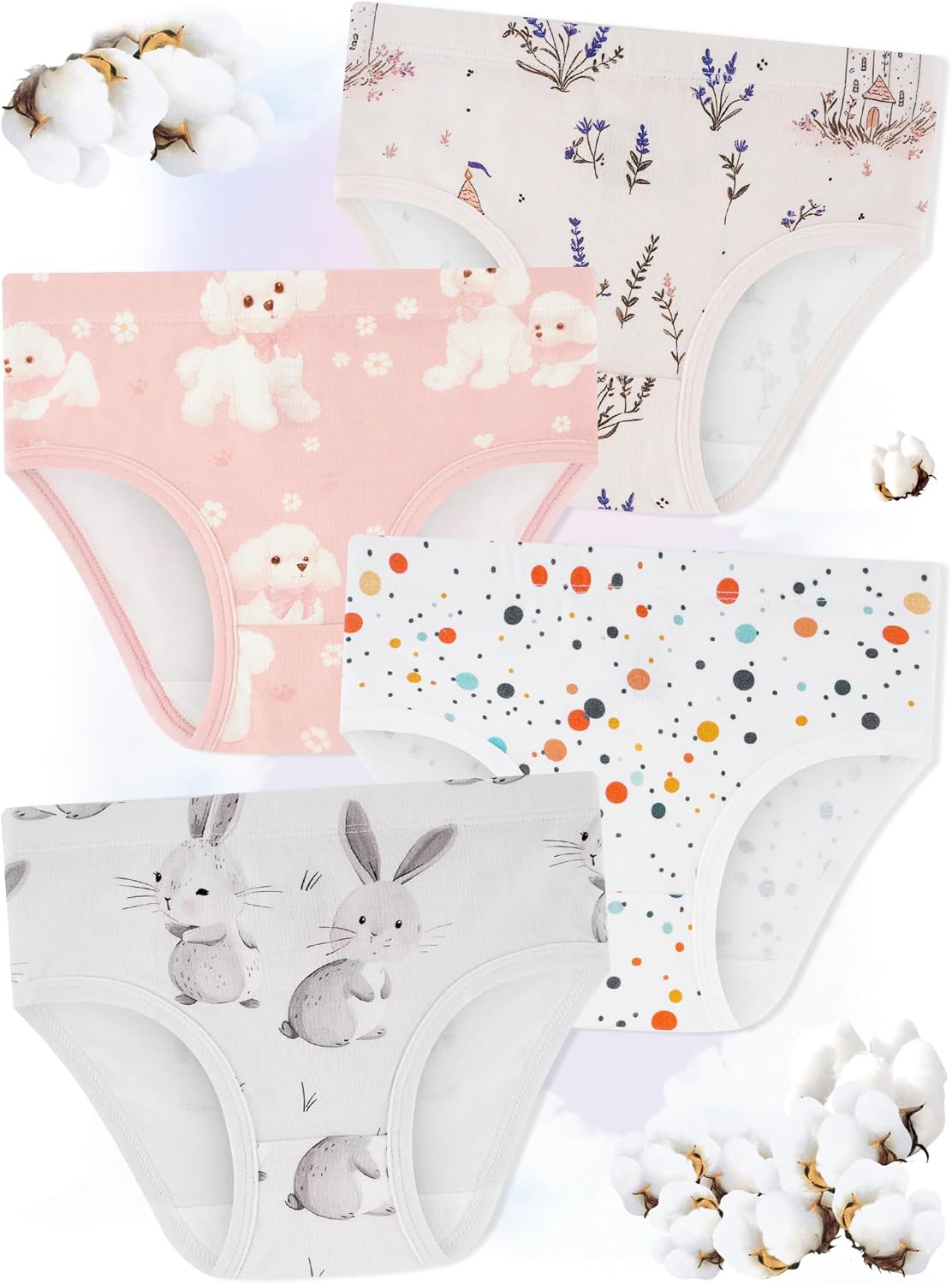 Girls' Underwear,Soft Cotton Tagless Panties for Toddlers' & Little Kids Comfort,Breathable Briefs,8-Pack