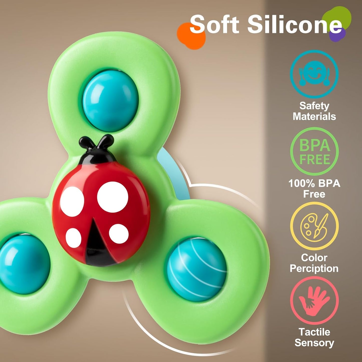3PCS Suction Cup Spinner Toys for 1 2 Year Old Boys Spinning Toys 12-18 Months Sensory Toys for Toddlers 1-3 First Birthday Baby Gifts for Girls