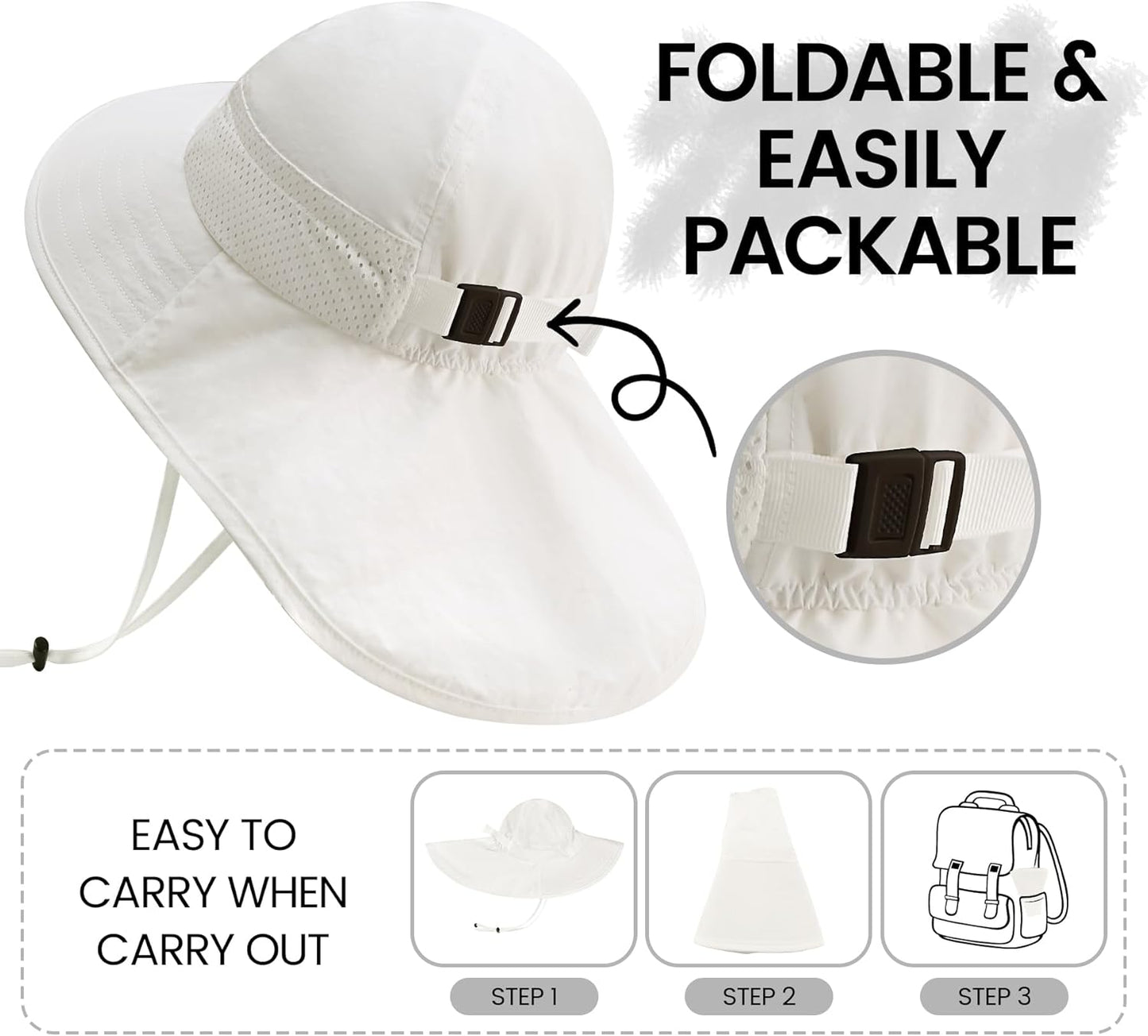 Baby Sun Hat with Neck Flap for Sun Protection Toddler Beach Hat UPF 50+ Outdoors 0-6 Years Boys Girls