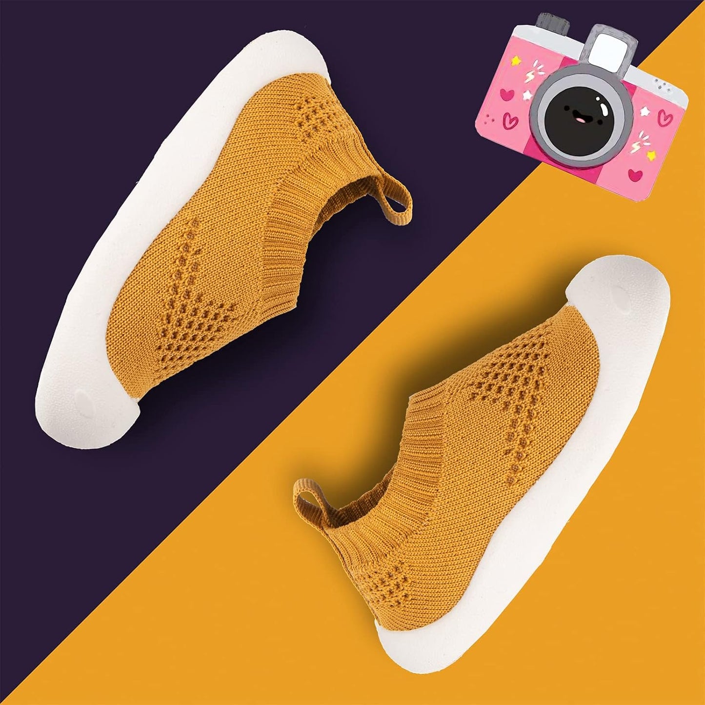 Baby First-Walking Shoes 1-4 Years Kid Shoes Trainers Toddler Infant Boys Girls Soft Sole Non Slip Cotton Canvas Mesh Breathable Lightweight TPR Material Slip-on Sneakers Outdoor