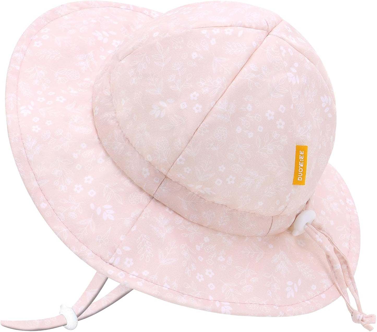 UPF 50+ Baby Bucket Hat - Wide Brim Sun Protection Beach Cap for Girls - Cute & Adjustable Toddler Hat