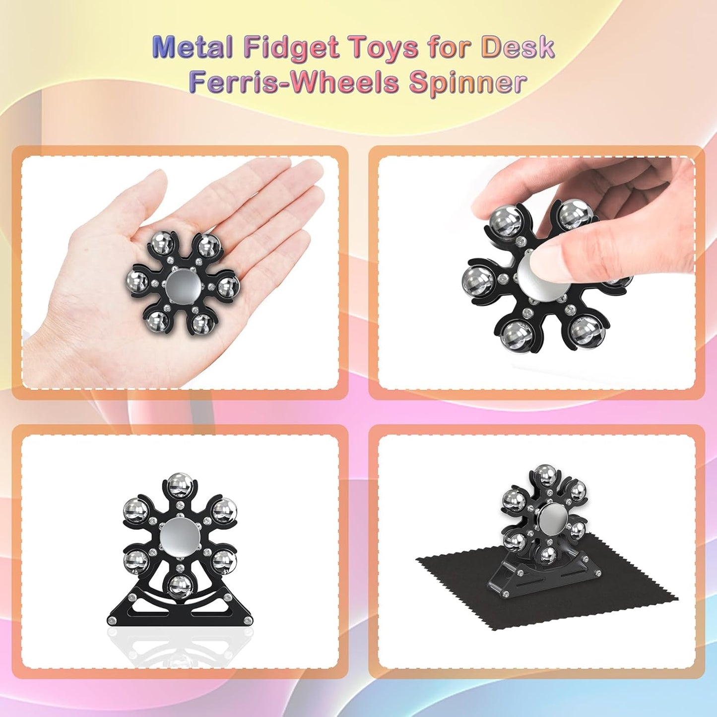 Desk-Fidget-Toys for Ferris-Wheels-Spinner: Metal Kinetic-Spinner 4mins, Cool-Gadgets for Kid Children Teen Adult EDC-Toy, ADHD Tools Cool-Stuff Stress Relief Gift for Office Home School Christmas