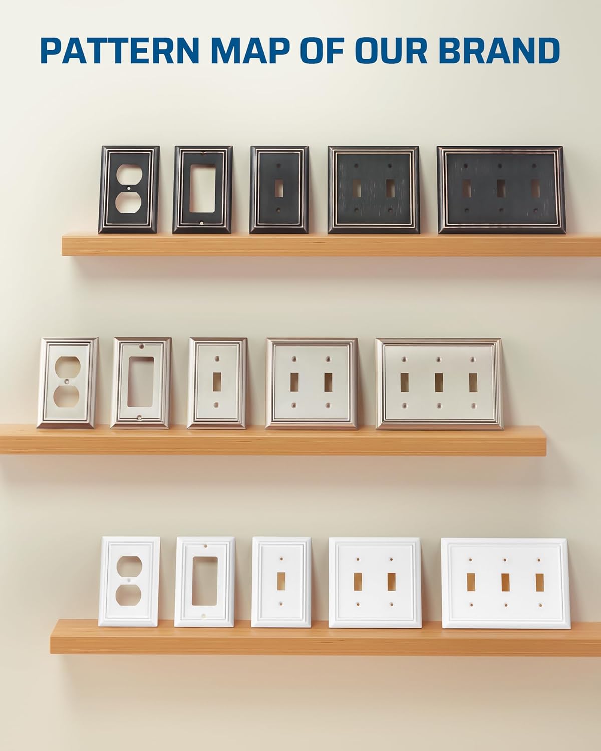 DEWENWILS Decorator Outlet Covers, Brushed Nickel Metal Light Switch Cover Plates, 4.92" x 3.14" Decorative Outlet Wall Plates, Switch Plate Covers for Home Decor, 2 Pack