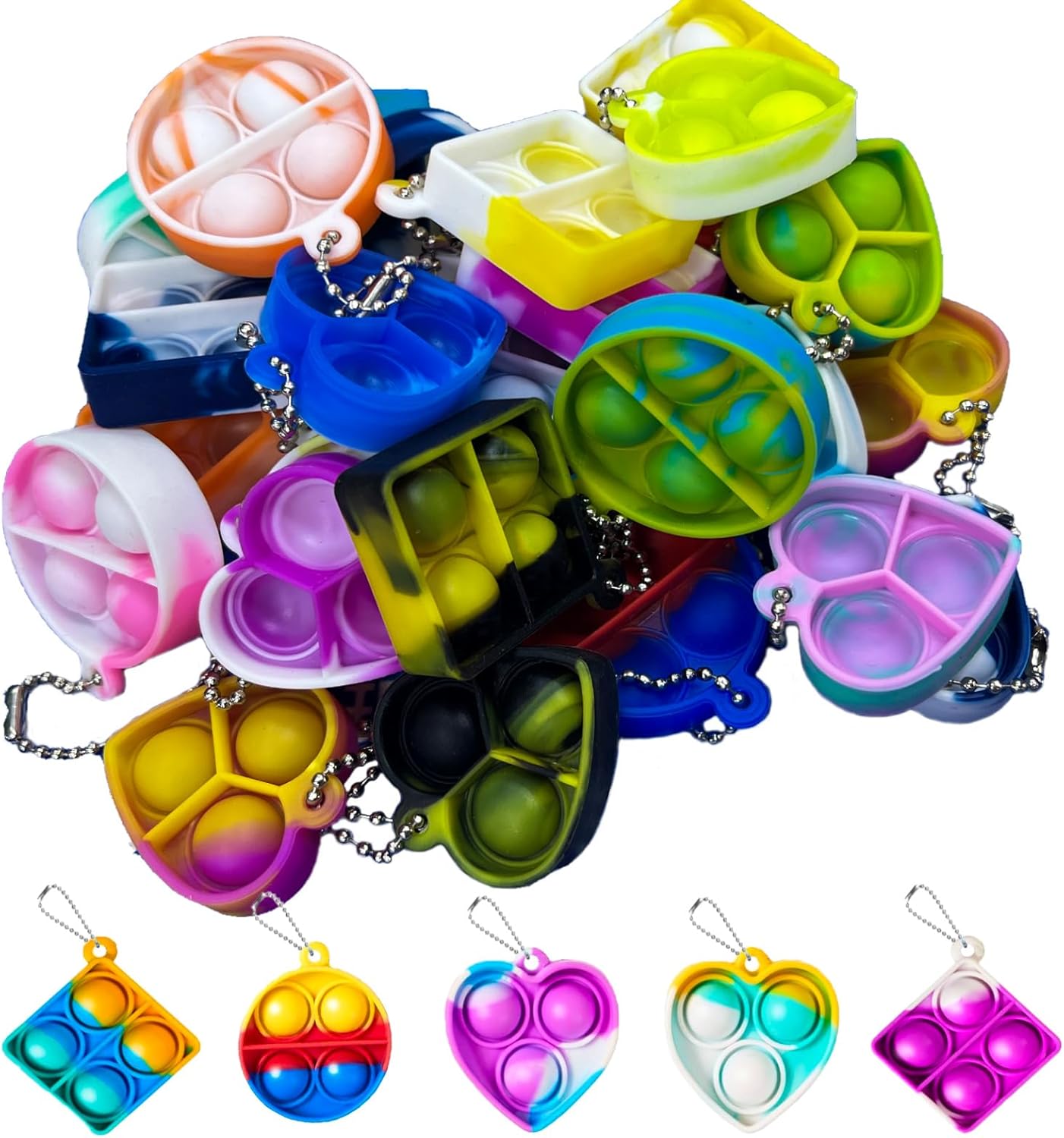 150pcs 1.5in Random Pop Bubble Fidget Sensory Toys, Pop Toy Bulk for Party Favor, Classroom Student Prizes Easter Basket Goodie Bag Stuffers Christmas Valentine Gift for Kid