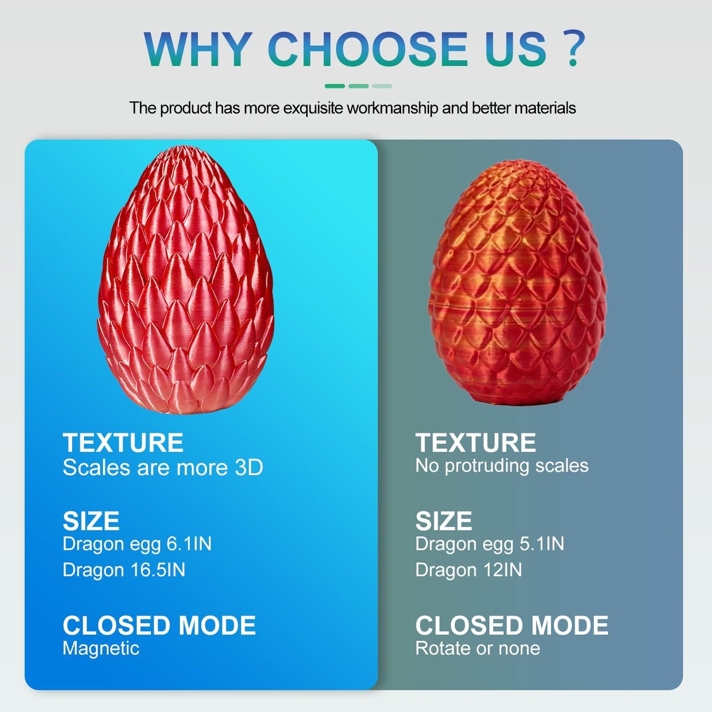 3D Printed Dragon with Dragon Egg 16.5'' Articulated Dragon Crystal Dragon Fidget Dragon Egg Toys Executive Desk Toys (Red, Dragon & Egg)