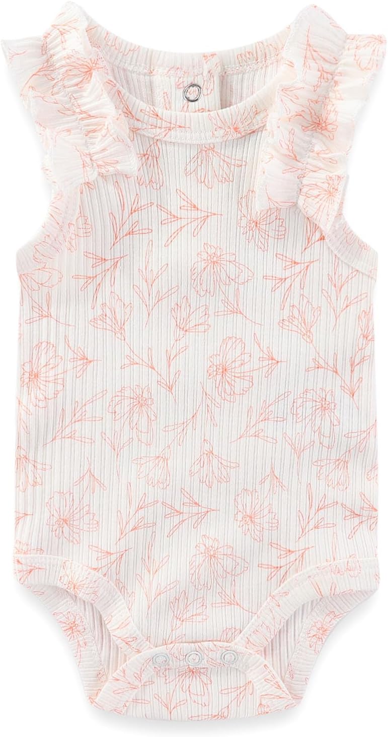 Baby Bodysuit 6 Pack Soft Mixed Ribbed Short Sleeve Romper Infant Boy Girl Clothes Set