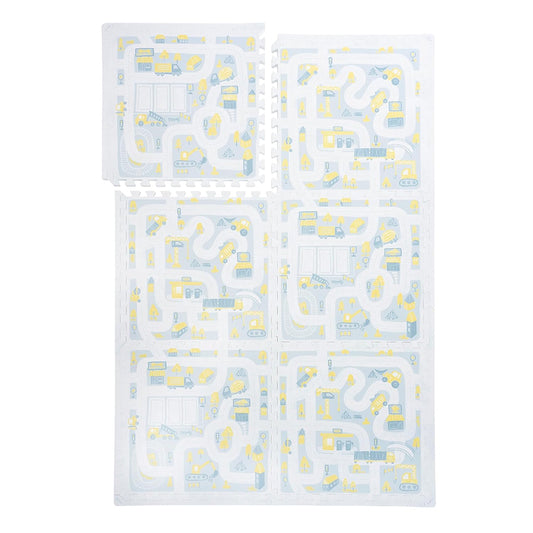 Premium Baby Foam Play Mats -Stylish Floor & Exercise Puzzle Mat for Toddlers & Kids- 6 Soft, Non-Toxic, Odorless, Peel-resistant Foam Tiles -6ft x 4ft -1"inch Extra-Thick, Pastel Blue Gray