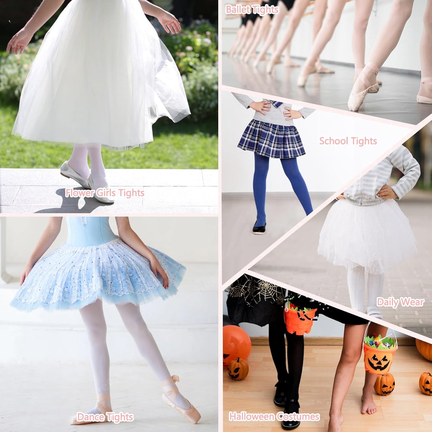 Ultra Soft Toddler Ballet Tights for Girls - Footed Dance Tights Colorful Baby Girls Leggings for Daily Party Halloween 1-6T