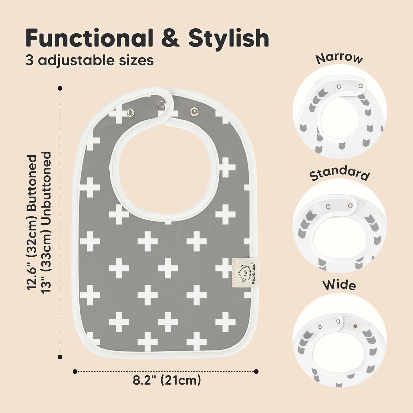 KeaBabies 8-Pack Organic Baby Bibs for Boys, Girls - Super Absorbent Cotton Drool Bibs for Baby Girl & Boy, Teething Toddler, Drooling Newborn, Ultra Soft & Machine Washable (Crossroads)